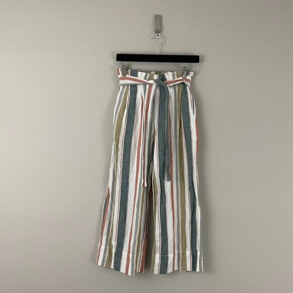 Madewell Tie-Waist Striped Huston Pull-On Crop Pants Size XXS - Picture 1 of 7